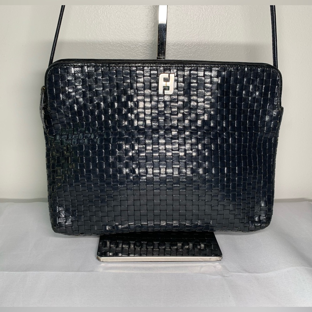 SOLD!!!Vintage Fendi SAS black weave shoulder bag. EUC to near Pristine